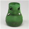 Image 1 : Fine and unusual OWENS Matt Green bulbous vase of architectural shape with buttressed handles and...