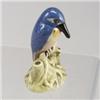 Image 1 : WELLER flower frog with kingfisher in blue and pink. Unmarked. 3 1/2"...