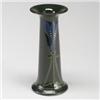 Image 1 : ROSEVILLE green Crocus vase with flaring rim, squeezebag-decorated in blue, yellow, and green. Re...