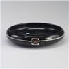 Image 1 : WELLER low bowl decorated in squeezebag with red Glasgow roses on a black glossy ground. Small ch...