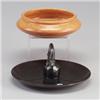 Image 1 : Two Zanesville pieces: a rooster appetizer tray attributed to WELLER, and a ROSEVILLE orange low...