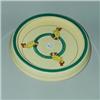 Image 1 : ROSEVILLE Juvenile dish with duck in boots and hat. Some losses to enamel. RV ink mark. 7 3/4"...