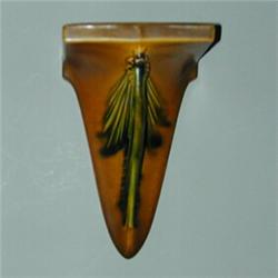 ROSEVILLE brown Pine Cone wall shelf. Touch-up to tip of branch, minute fleck to rim. Raised mark...