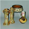 Image 1 : Four small pieces: three WELLER, a pair of Woodcraft bud vases and Claywood low bowl, plus a SICA...