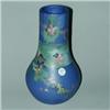 Image 1 : WELLER Blue and Decorated bulbous vase painted with branches of cherry blossoms. Restoration to d...