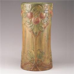 Fine WELLER brown Baldin umbrella stand. A few tight lines, but overall excellent condition. Unma...