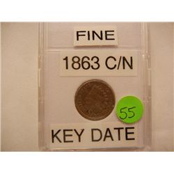 1863 Copper Nickel Indian Head Cent