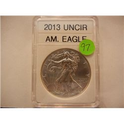 2013 American Silver Eagle, .999 Fine Silver, 1 Troy Oz.