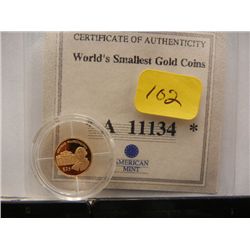 .999 Fine Gold, 73g. 2000 Proof $25 George Washington Gold Coin w/ COA