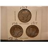 Image 1 : (3) Mercury Dimes: 1917 & 1918