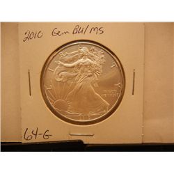 2010 American Silver Eagle, .999 Fine Silver, 1 Troy Oz., GEM BU/MS