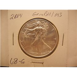 2014 American Silver Eagle, .999 Fine Silver, 1 Troy Oz., GEM BU/MS
