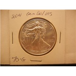 2014 American Silver Eagle, .999 Fine Silver, 1 Troy Oz., GEM BU/MS