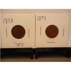 (2) Indian Head Cents: 1893