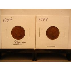 (2) Indian Head Cents: 1904