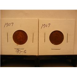 (2) Indian Head Cents: 1907