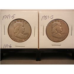 (2) Franklin Half Dollars: 1949-S and 1951-S