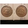 Image 2 : (2) Franklin Half Dollars: 1958-D
