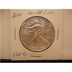 2014 American Silver Eagle, .999 Fine Silver, 1 Troy Oz., GEM BU/MS