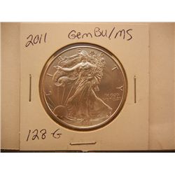 2011 American Silver Eagle, .999 Fine Silver, 1 Troy Oz., GEM BU/MS