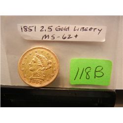 1851 $2.5 Gold Coronet Head Quarter Eagle