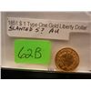 Image 2 : 1851 $1 Gold Coronet Head, Type I, Slanted 5