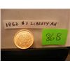 Image 2 : 1852 $1 Gold Coronet Head, Type I
