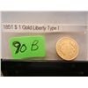 Image 2 : 1851 $1 Gold Coronet Head, Type I