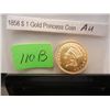 Image 1 : 1858 $1 Gold Indian Princess Large Head