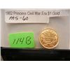 Image 2 : 1862 $1 Gold Indian Princess Large Head