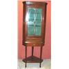Image 1 : EDWARDIAN MAHOGANY AND INLAID CORNER DISPLAY CABINET,the top having single astrogal glazed door,a...