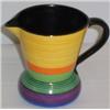 Image 1 : CARLTON WARE JUG in yellow, orange and green with multi striped pattern, black handle and interio...