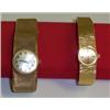 Image 1 : LADIES GOLD OMEGA ROUND FACED WATCH, on a wide gold strap, with the orginal guarantee. 100 - 200...