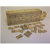 Image 1 : SMALL IVORY DOMINOES BOX, with sliding scoreboard top, enclosing dominoes and dice. 50 - 80...