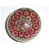 Image 1 : ENGLISH MILLEFIORI PAPERWEIGHT, with concentric ruffle canes, garlanded with green and red canes,...