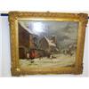 Image 1 : CONTINENTAL OIL ON CANVAS, in the style of and possibly by H. Tenkate, depicting snowy street sce...