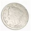 Image 1 : 1890 LIBERTY "V" NICKEL RED BOOK VALUE IS $15.00+ *NICE EARLY GOOD GRADE*!! LIBERTY NICKEL CAME OUT