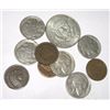 10 TOTAL U.S. COINS INCLUDING SILVER KENNEDY HALF DOLLAR/INDIAN HEAD PENNIES & BUFFALO NICKELS