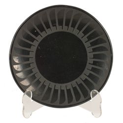 Black Plate with Feather Design