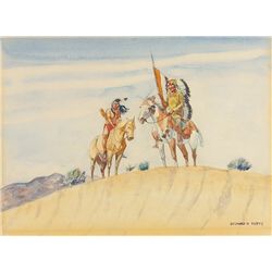 Indian Chief and Warrior on Ridge