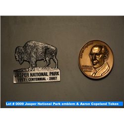 Jasper National Park buffalo emblem and Aaron Copeland Token