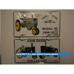 2 x John Deere license plates
