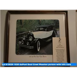1930 duPont Dual Cowl Phaeton picture with info card