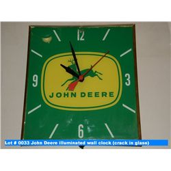 John Deere illuminated wall clock (crack in glass)