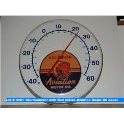 Thermometer with Red Indian Aviation Motor Oil decal