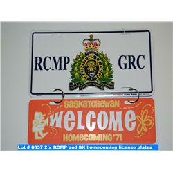 2 x RCMP and SK homecoming license plates