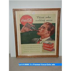 3 x Framed Coca-Cola ads