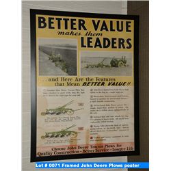Framed John Deere Plows poster