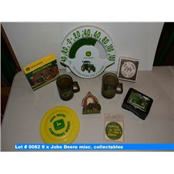 9 x John Deere misc. collectables