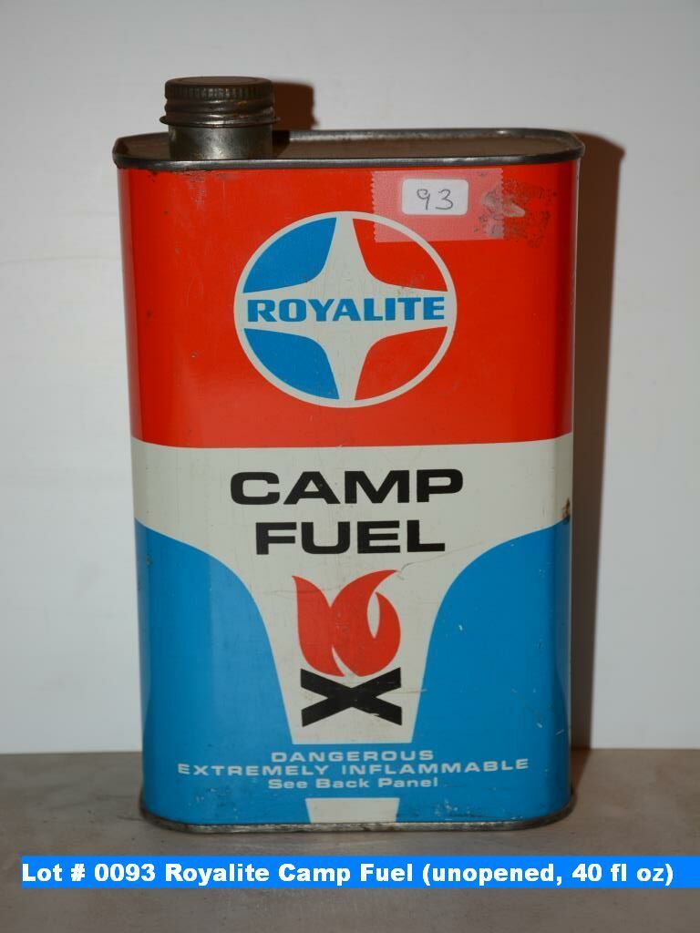 Royalite Camp Fuel (full, unopened, 40 fl oz) Bodnarus Auctioneering